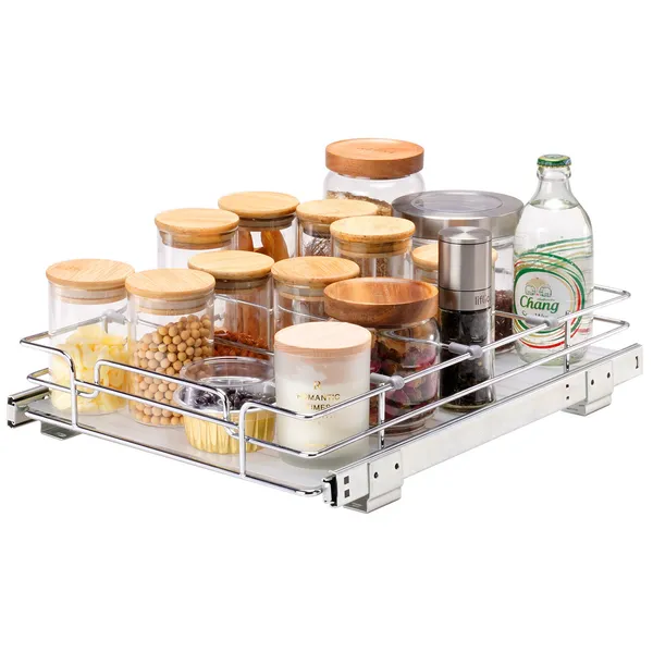 12.5Wx16.5Dx3.5H Pull Out Cabinet Organizer, Heavy Duty Slide Out Pantry Shelves, Steel Roll Out Drawers, Sliding Drawer Storage for Home Under Sink, 14Wx17.5Dx7H Install Size for Cabinet - Image 5