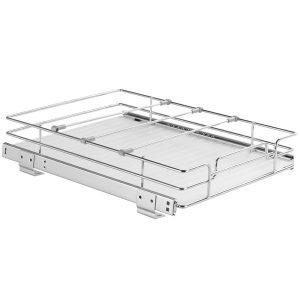 12.5Wx16.5Dx3.5H Pull Out Cabinet Organizer, Heavy Duty Slide Out Pantry Shelves, Steel Roll Out Drawers, Sliding Drawer Storage for Home Under Sink, 14Wx17.5Dx7H Install Size for Cabinet
