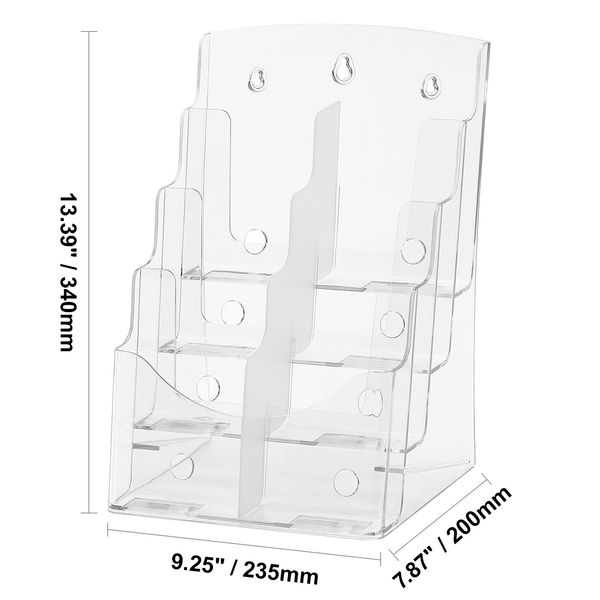 Acrylic Brochure Holder 8.5 x 11 inch, 4-Tier Clear Acrylic Literature Display Stand, Plastic Literature Organizer Flyer Stand & Removable Divider for Office Exhibition, Countertop or Wall Mount - Image 5