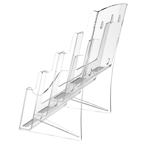 Acrylic Brochure Holder 8.5 x 11 inch, 4-Tier Clear Acrylic Literature Display Stand, Plastic Literature Organizer Flyer Stand & Removable Divider for Office Exhibition, Countertop or Wall Mount - Image 10