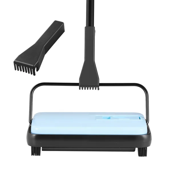 Carpet Sweeper Manual, Floor Sweeper with 300 ml Dustbin Capacity Easy to Empty, 6.7 inch Cleaning Width for Home Office Carpets Pet Hair Dust, Blue - Image 2