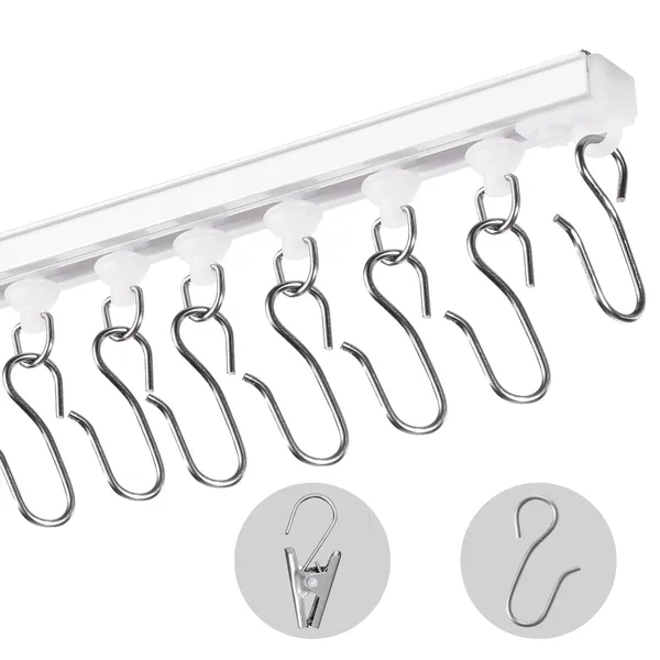 Ceiling Curtain Track Set, 9.9 FT/3 Meter, Self Adhesive, No Drill Ceiling Track System for Curtains, Room Divider Curtain Track Ceiling Mounted for Living Room with Hooks and Hardware, White - Image 10
