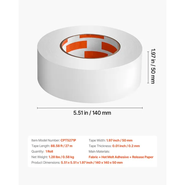 Double Sided Carpet Tape, 2 Inch x 30 Yards, Strong Adhesive and Residue-Free, Heavy-duty Sticker Rug Tape Grippers for Area Rugs, Carpets, Laminate, Tile, Concrete, and Hardwood Floors - Image 5