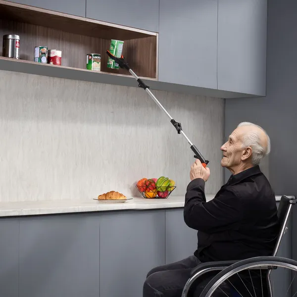Grabber Reacher Tool, 43 Foldable Reacher Grabber Pickup Tool with 360掳 Rotating Jaw, Magnet and LED Light, Lightweight Grabber Reacher Tool for Seniors, Extra Long Trash Picker Upper Grabber - Image 2