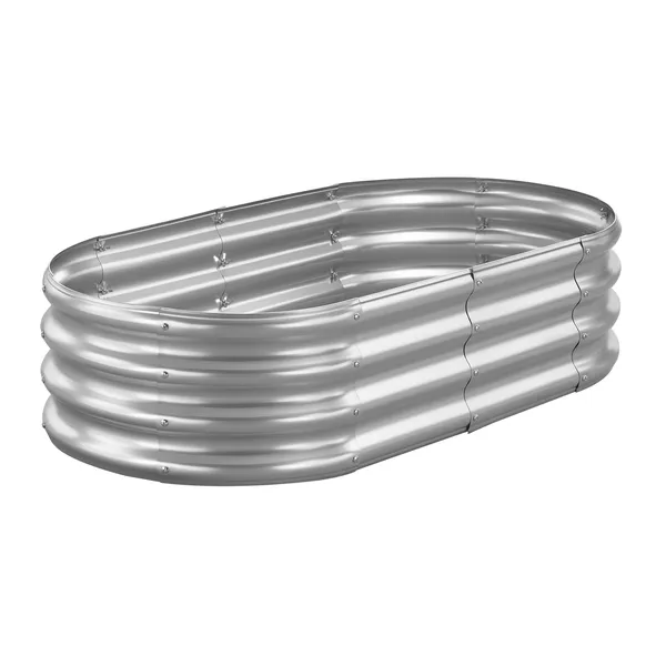 Metal Raised Garden Bed, 4 x 2 x 1 ft Oval Outdoor Galvanized Planter Garden Box, Open Bottom Design, Large Planter Raised Bed for Growing Vegetables, Flowers, and Succulents, Galvanized Color - Image 12