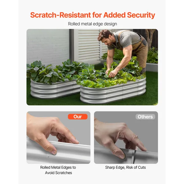 Metal Raised Garden Bed, 4 x 2 x 1 ft Oval Outdoor Galvanized Planter Garden Box, Open Bottom Design, Large Planter Raised Bed for Growing Vegetables, Flowers, and Succulents, Galvanized Color - Image 5