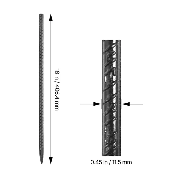 Rebar Stakes, 16-Inch, Heavy-Duty 0.45 in Diameter, Straight Galvanized Steel Ground Anchors with Chisel Point End & Rust-Resistant Coating, for Gardening Support, Fence, Camping Tents (16-Pack) - Image 12