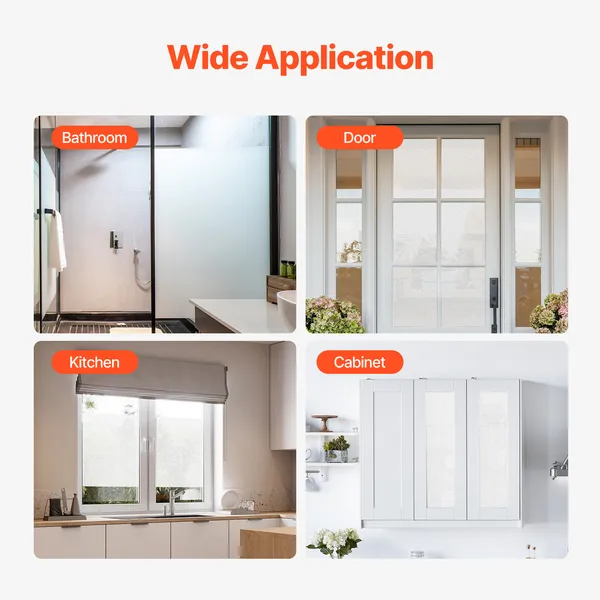 Window Privacy Film, Frosted Glass Window Film, Sun Blocking Heat Control, Non Adhesive Static Cling Reflective Window Tint for Home and Office, Glass Door Bathroom Covering, 23.6 in x 6.5 ft - Image 3